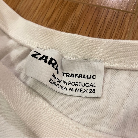 Zara Trafaluc White Embroidery Tee Size M - Picture 8 of 12